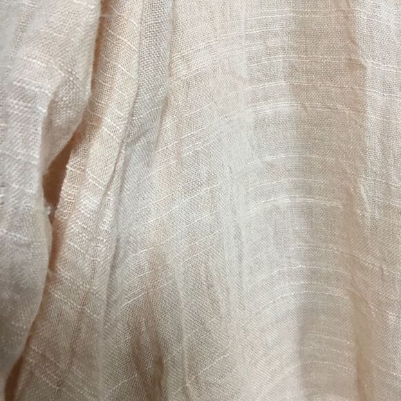 Pinky peach wide weave gauze fabric button down shirt 100% cotton lightweight L - Picture 4 of 11